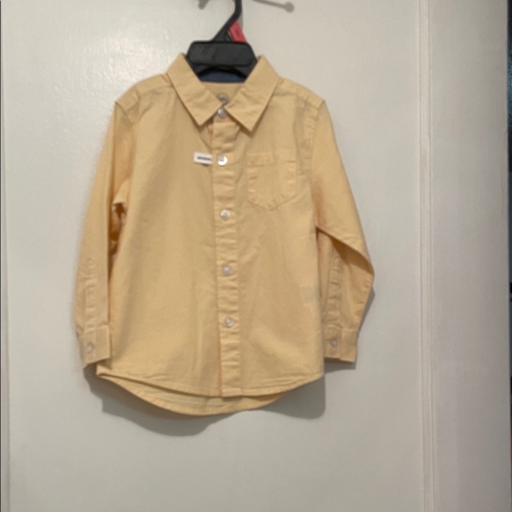Wonder Nation Light Yellow Kids Button-Down Shirt